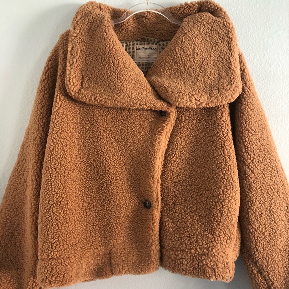 SOLD✨FREE PEOPLE Izzy Wrap Teddy Sand Chestnut Jacket - Picture 9 of 11